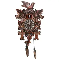 Snq Boskoekoeksklok - Koekoeksklok - Automatisch uurwerk - Vintage Scandinavische stijl - Hout - Handgemaakt - Houten klok - Met echt koekoeksgeluid - Geschikt voor woonkamers en keukens - Bruin