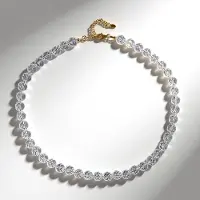 Cavill - Engel Aura Kwarts Ketting - 24,3 ct Facet Ronde Kralen - 925 Sterling Zilver - 18K Goud Verguld - Elegante Verstelbare Damesketting
