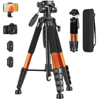 Famanu – Camerastatief 188 cm van aluminium, lichtgewicht statief met telefoonhouder voor vloggen en live streaming