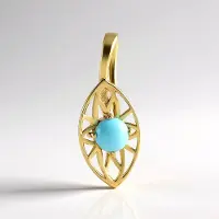 Cavill - Zilveren Hanger - 925 Sterling Zilver Verguld - Sleeping Beauty Turkoois Cabochon 0,54 ct - Ronde Blauwe Edelsteen - Elegant Tijdloos Sieraad