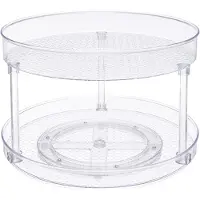 Famanu - Lazy Susan Draairek, 2 niveaus, transparant, organizer, 30,5 cm