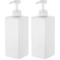 Famanu – Navulbare zeep- en shampooflessen 650 ml met pomp – Set van 2 – Wit