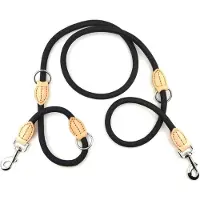 Snq Dubbele haak nylon riem - Multifunctionele hondenriem voor één of twee honden - Veiligheidsriem voor buitensporten - Zwart - 12 mm x 2,1 m