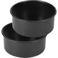 Famanu - Ronde bakvorm, bakvorm 15 cm rond, 2 stuks bakvormset, taartvorm bakvormen met ronde roestvrijstalen bakvorm met antiaanbaklaag, geschikt voor cake, brownies, cake, lasagned