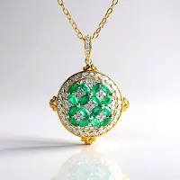 Cavill - Luxe Zilveren Halsketting - 925 Sterling Zilver - 1,368 ct Zambia Smaragd Marquise & Cambodjaanse Zirkonen