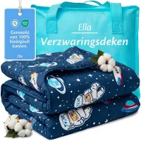 EL Life Verzwaringsdeken Kind 3,2kg - 100 x 150cm - Zwaartedeken - Weighted Blanket - Verzwaarde Deken - OEKO-TEX Katoen - Ruimte & Astronauten