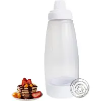 Famanu - Deegdoseerfles 1L Eenhandig, pancake mixer knijpfles met deksel en schaal, voor poffertjes, donuts, muffins en crêpes