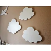 Moliland - Muursticker - Set van 3 Wolken - MDF - Wit