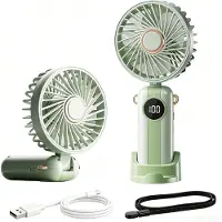VHV -Draagbare Handventilator - Stille Opvouwbare Mini Ventilator met 5 Snelheden - USB Oplaadbare Bureauventilator met Nekkoord voor Reizen, Kantoor en Festival - Groen