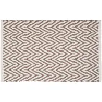 Famanu – Set van 1 stuk badmat van gerecycled materiaal antislip wasbaar 50 x 80 cm bruin wit