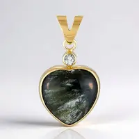 Cavill - Zilveren hanger verguld - 16 6ct groene serafiniet hartvorm - 0 35ct witte topaas rond - 925 sterling zilver elegante cabochon