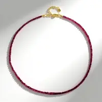 Cavill - Elegante Halsketting 925 Sterling Zilver - Madagaskar Robijn Fancy Kraal 45,11 ct - Verstelbare Rode Edelstenen Ketting - Luxueuze Sieraden