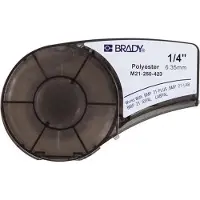 Brady M21-250-423 tape polyester | zwart op wit | 6,35mm x 6,40m