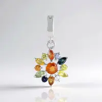 Cavill - Luxe Hanger 925 Sterling Zilver Geplateerd - Madagaskar Saffier Marquise en Ronde Briljant 1 195 Ct - Elegant 25x12 mm