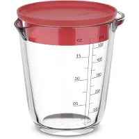 Mepal Glas maatbeker met deksel Chef it - 500 ml - Maataanduiding - Vaatwasmachine-. magnetron- en ovenbestendig - Bakspullen - Coral