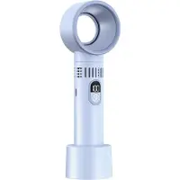 VHV -Draagbare Handventilator - Stille Bladloze Ventilator met 3 Snelheden en LED Display - USB Oplaadbare Bureauventilator met Basis voor Festival, Picknick, Kamperen en Kantoor - Blauw