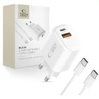 TechProtection USB-C 2 Poort Oplader 30 Watt Met USB-C Kabel