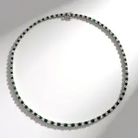 Cavill - Zilveren Halsketting - 925 Sterling Zilver - 58 Zambia Smaragden 7,146 ct & 50 Zirkonia 8,172 ct - Elegante Dames 51 cm