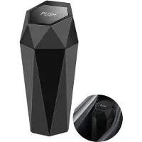 Famanu – Auto Prullenbak met deksel - Diamond Design Kleine Automatische Draagbare Prullenbak - Lekvrije Voertuig Prullenbak - Gemakkelijk schoon te maken - Gebruikt in Auto Office (zwart)