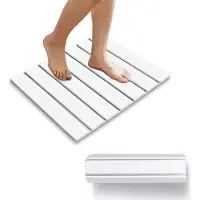 Famanu – Antislip absorberende badmat van steen - antislip snel drogende badmat van diatomeeënaarde - opvouwbare antislip - geschikt voor badkamer - keuken en slaapkamer (Wit - M)
