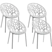 CLP Hope 4er Set stapelbare Tuinstoelen - Weerbestendig & UV-bestendig - Kunststof Stoelen met Armleuningen - Modern Design - licht grijs