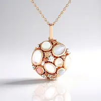 Cavill - Zilveren Halsketting - 925 Sterling Zilver Rosé Verguld - Witte & Perzikkleurige Maansteen - Elegante Handgemaakte Hanger