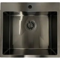 Ausmann Weser RVS spoelbak antraciet kleur PVD Gun Metal 55x51 met kraangat onderbouw vlakbouw en opbouw 067144