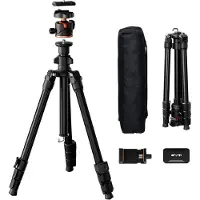 Famanu – Camerastatief 178 cm, lichtgewicht reisstatief met kogelkop en telefoonhouder