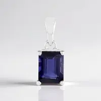 Cavill - Zilveren Hanger - Gerhodineerd 925 Sterling Zilver - Ioliet 1,274 ct - Achthoekige Edelsteen 8x6 mm - Elegante Paarse Sieraden