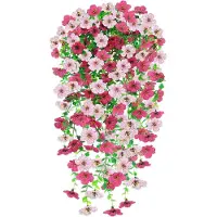 Famanu – 2 Kunstmatige hangende bloemen - UV - bestendige opknoping trailing muur bloemmanden kunstmatige planten voor Home Garden Yard Patio Wedding Outdoor Indoor Decor(Rose Roze)