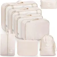 Famanu - 8-delige packing cubes set voor kleding en accessoires – Beige