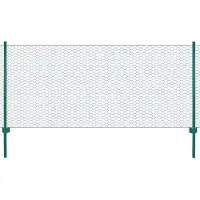 vidaXL Draadgaashek met palen 25x1 m staal groen