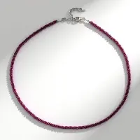 Cavill - Zilveren Halsketting 925 Sterling Zilver Rhodium - 0.74 ct Magenta Granaat Tanzania - Ronde Gefacetteerde Kralen - Elegant Verstelbaar