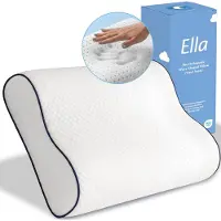 Ella Wave-Soft Orthopedisch Hoofdkussen voor Rug en Zijslaper - Ergonomisch Neksteun Kussen van Traagschuim - Slaapkussen Nekklachten 60 x 40 cm - Wit