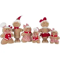 J-Line figuur Peperkoek Boy + Girl Candy - polyresin - beige/rood - large - 2 stuks