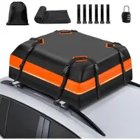 Famanu – Dakopbergdoos 15 kubieke voet / 425 liter, opvouwbaar, 1000D materiaal, universeel passend – Zwart
