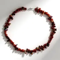 Cavill - Zilveren Halsketting Gerhodineerd - 925 Sterling Zilver - Natuurlijke Rode Jaspis 268,3 ct - Fancy Kralen Boho Stijl 45 cm