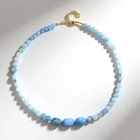 Cavill - Zilveren halsketting 925 Sterling Zilver verguld - Braziliaanse Aquamarijn 130 ct - Verstelbaar 45-50 cm - Elegante blauwe edelsteen sieraden