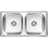 Ausmann Basic dubbele rvs opbouw spoelbak 78x43 cm inclusief sifon 1208956995