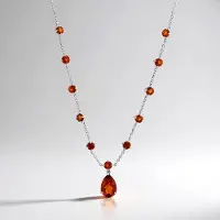Cavill - Zilveren halsketting 925 Sterling - Madeira citrien 4,335 ct - Peervormig & Rond geslepen Edelstenen - Elegant & Verstelbaar