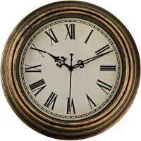 Famanu - Retro wandklok Ø30 cm, vintage design met Romeinse cijfers, fluisterstil kwartsuurwerk