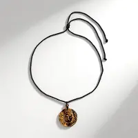 Cavill - Halsketting met Gouden Tijgeroog 85 5 ct - Fancy Slijpsel - Ronde Kraal 6 mm - Verstelbare Zwart Koord - Unisex Sieraad