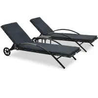 vidaXL Ligbedden met tafel poly rattan antraciet