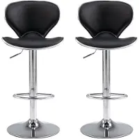 FOXSPORT Barkruk - 2 stuks - barstoel - 20cm in hoogte verstelbaar - met rugleuning en voetensteun - Draaibare barstoelen - 360°Draaibaar - bistro kruk - Zwart - Set van 2