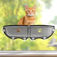 Famanu kattenmand voor vensterbanken, extra lang, grijs