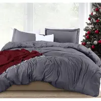Markenlos dekbedovertrekset, 227 x 229 cm, microvezel, grijs, met rits