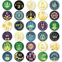Famanu – Ramadan advent stickers set - 120 stuks - nummers 1-30 - ronde kraft stickers - countdown - adventskalender - herbruikbaar - en volwassenen