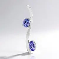 Cavill - Zilveren hanger 925 Sterling zilver met palladium - 0,71 ct natuurlijke Tanzaniet ovaal briljant geslepen - elegant blauw sieraad
