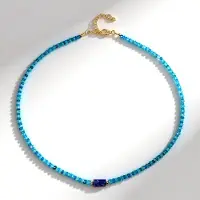 Cavill - Zilveren Ketting met Lapis Lazuli 5,56 ct en Apatiet 66,3 ct - 925 Sterling Zilver - Verstelbare Blauw Edelsteen Halsketting Dames