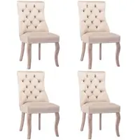 OKWISH Eetkamerstoel 97 x 51 x 47 cm - Set Van 4 Met Hoge Rugleuning - Voor Eetkamer En Keuken - Fluweel - Beige
